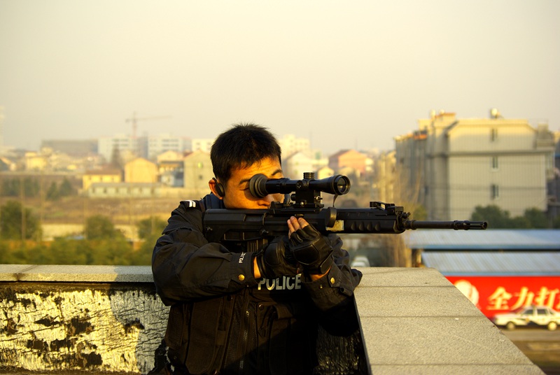 徐延飛正在執勤。受訪者供圖