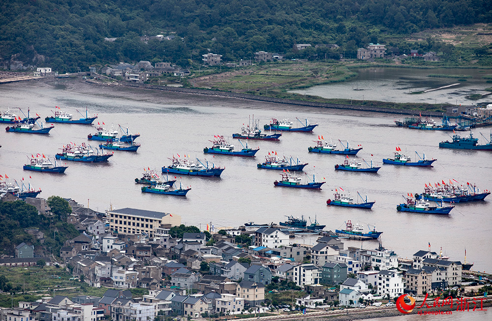 9月16日，在浙江省寧波市象山縣，漁船駛出石浦漁港。人民網 章勇濤攝