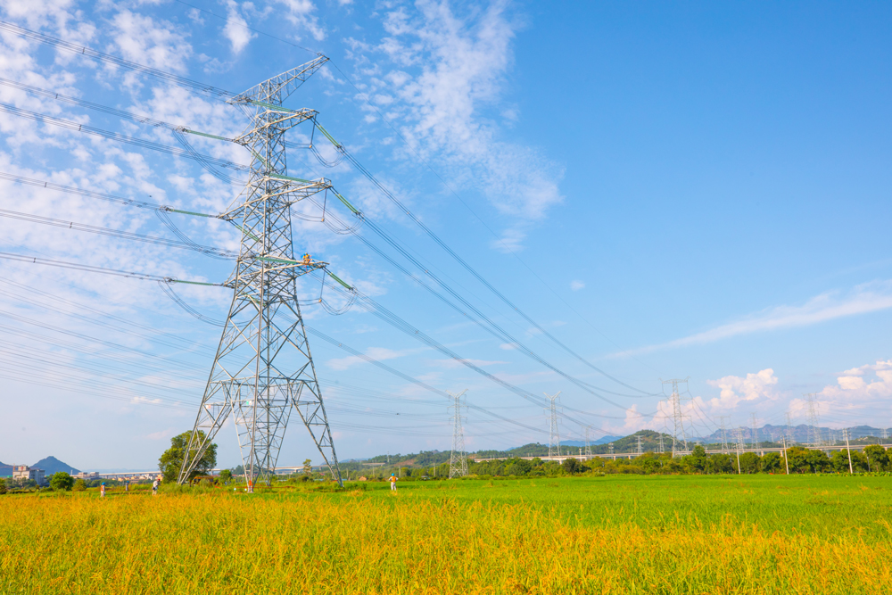 作業人員對500千伏金康線開展帶電作業，消除設備缺陷，保障夏季用電高峰期電網“主動脈”安全穩定運行。楊學君攝