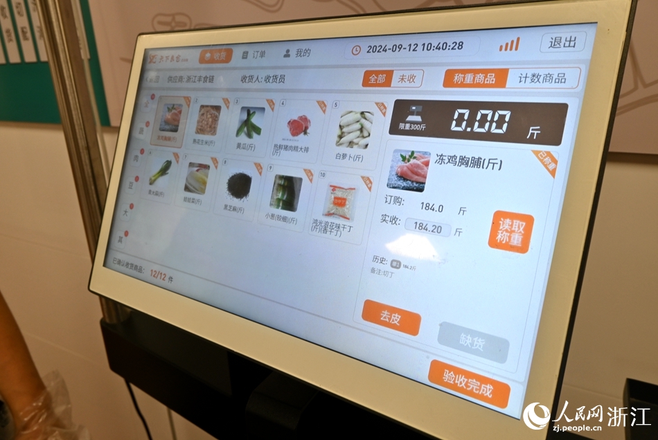 每日所購的食品類別、重量、供應商可溯源。人民網記者 張麗瑋攝