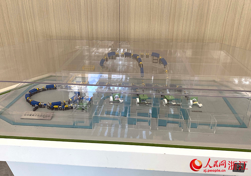 位于浙江省腫瘤醫院的醫用重離子治療裝置模型。人民網 程欣攝