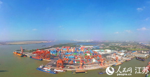 航拍如皋港一角。人民網記者 王繼亮攝