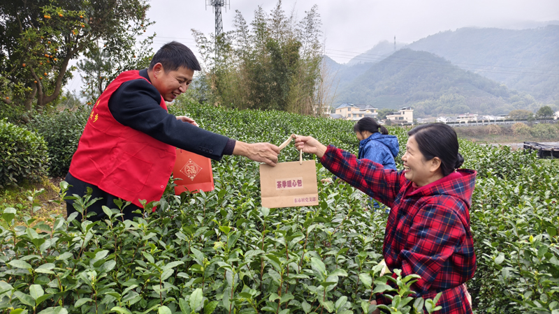 黨員為茶農送上“茶季暖心包”。松陽縣委宣傳部供圖