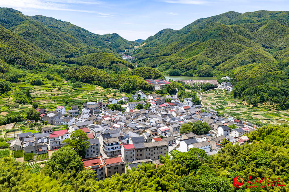 空中俯瞰浙江省紹興市柯橋區王壇鎮舒村村。人民網 章勇濤攝