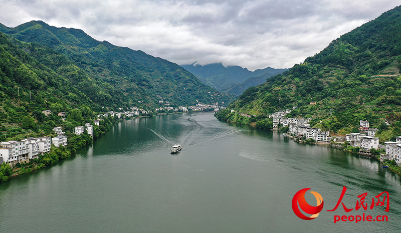 游船駛在新安江。人民網記者 張俊攝