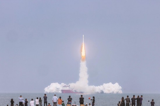 9月24日，吉利星座第六個軌道面衛星發射現場。 臺傳媒記者孫金標攝